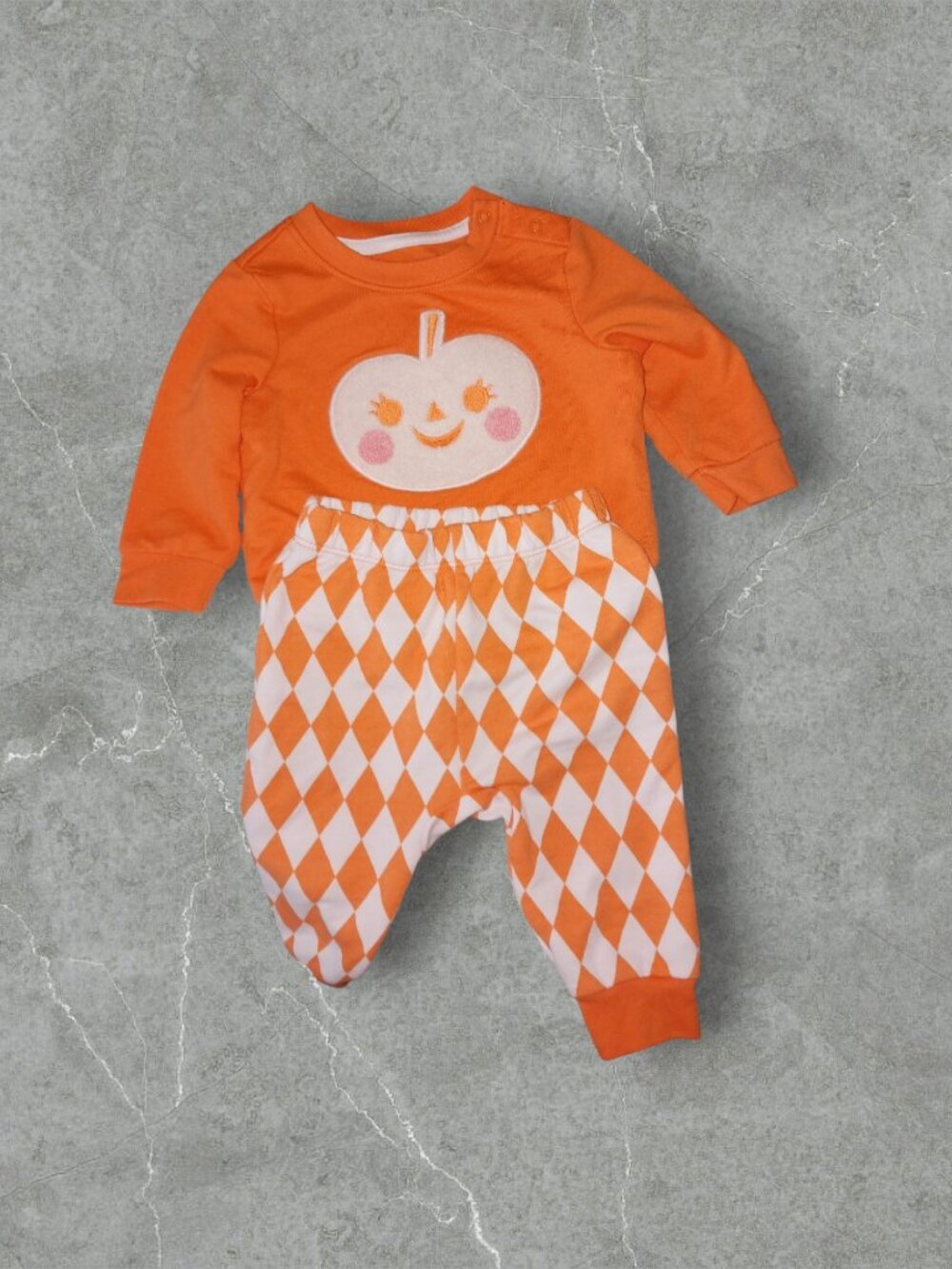 Cat & Jack Halloween Pumpkin Outfit Set 3-6 Months Orange Baby Sweatshirt & Pant